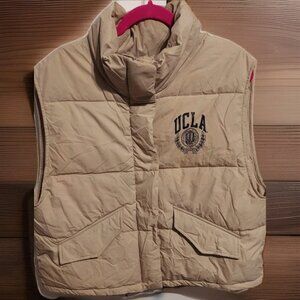 UCLA Bruins NCAA Puffer Vest H&M Size M Football Mens Beige Full Zipper College